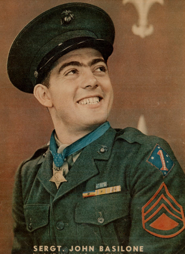 Photo of John Basilone appeared in The New York Daily News.