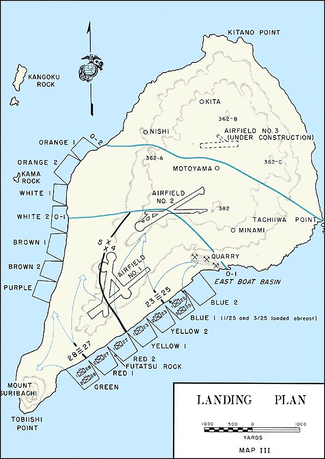 Iwo Jima - Landing Plan. Source: ibiblio.org.