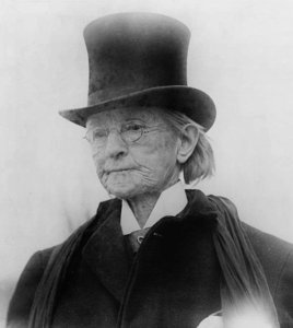 Mary Edwards Walker in a man's top coat and hat around 1911. Source: Library of Congress.