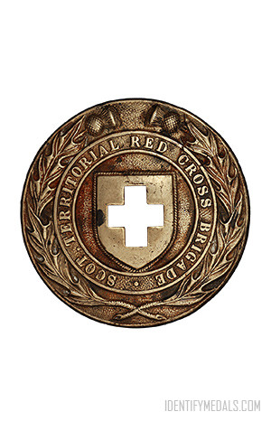 The Early Scottish Territorial Red Cross Brigade Badge. Red Cross Medals & Awards.