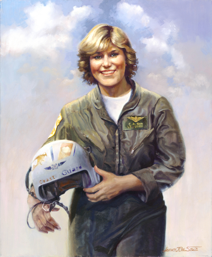 A portrait of Coast Guard heroine Lt. Colleen Cain by Leonora Rae Smith.