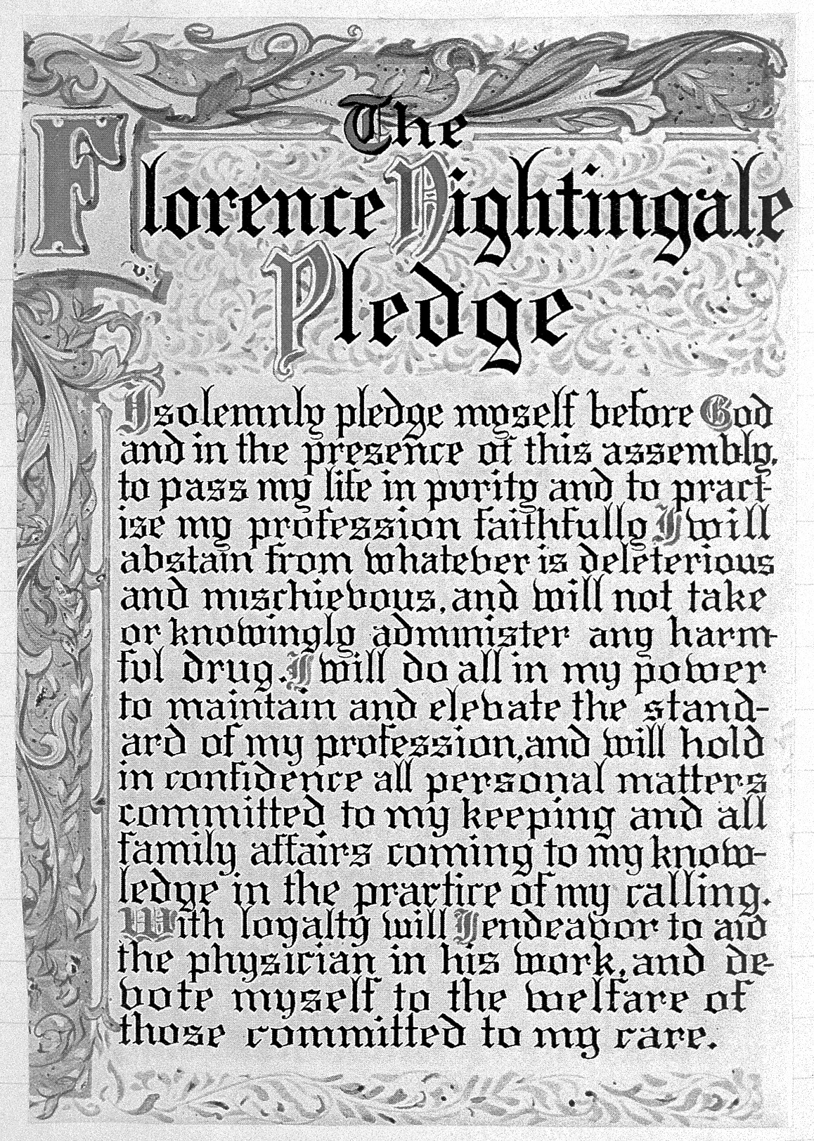 Pledge of Florence Nightingale. Credit: Wellcome Library, London.
