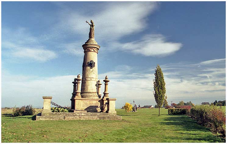 Memorial to Battery of the Death at Chlum conmemorates one of heaviest fights during Battle of Battle of Königgrätz.