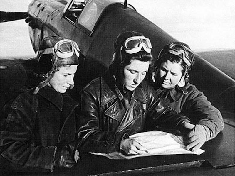 Pictured at center, Yekaterina Budanova was one of the only women fighter pilots of World War II.