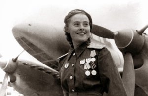 Yekaterina Budonova, Soviet Fighter Pilot Posing In Front Of Her Yak-1.
