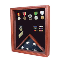 Display Case Cabinet Shadow Box for Military Medals, Pins, Patches