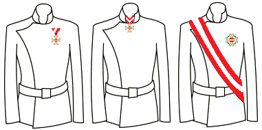 The three classes of the Order of Maria Theresa and their insignia.