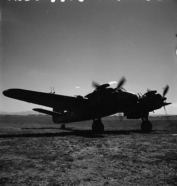 Beaufighter night fighter VIF of No. 255 Squadron RAF running up its engines c. 1943. The radar antennas are visible.