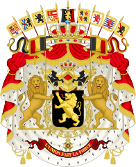 Royal coat of arms of Belgium. Image courtesy of Wikipedia.