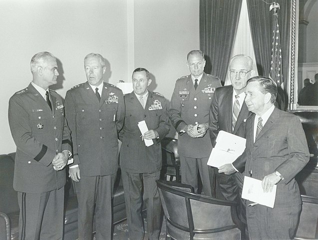 Air Force Vice Chief of Staff General John C. Meyer with Army Chief of Staff General William C. Westmoreland