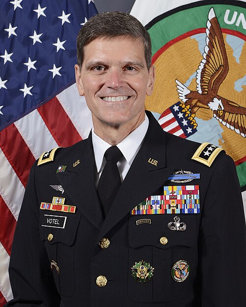 General Joseph L. Votel, 13th Commander of U.S. Central Command, wearing arrowhead devices on the Afghanistan Campaign and Armed Forces Expeditionary Medals. Image courtesy of Wikipedia.